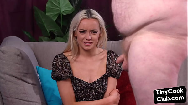 SPH femdom babe in dress jerks small cock in CFNM HJ